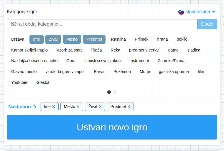 Izbira kategorij