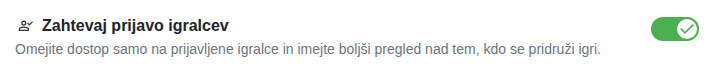 Nastavitev: samo za prijavljene igralce